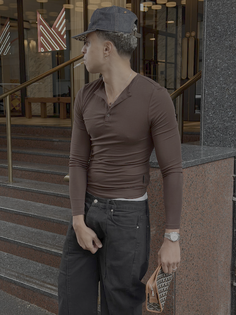 Espresso brown henley by Last Seven Days