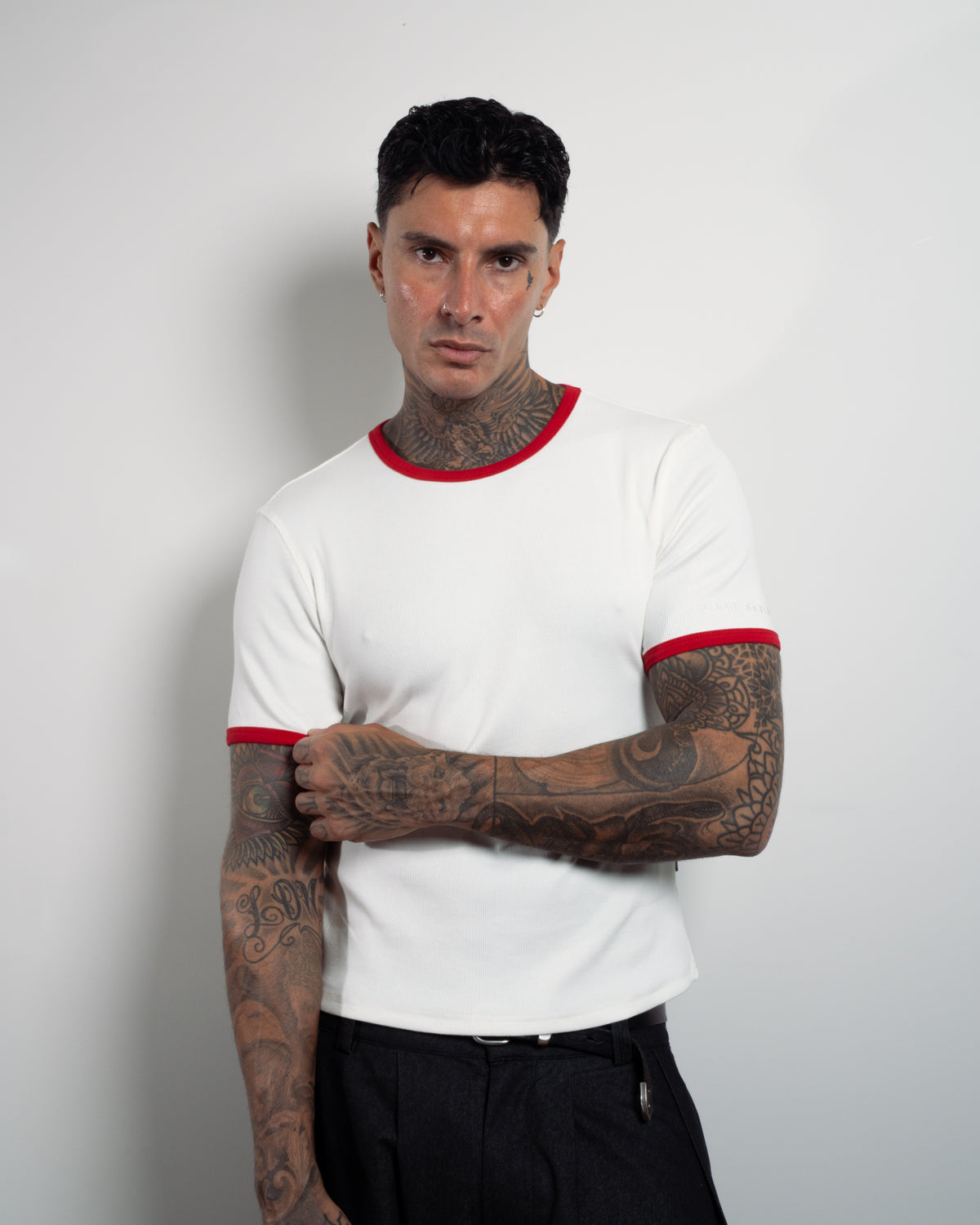 RINGER TEE - WHITE & RED