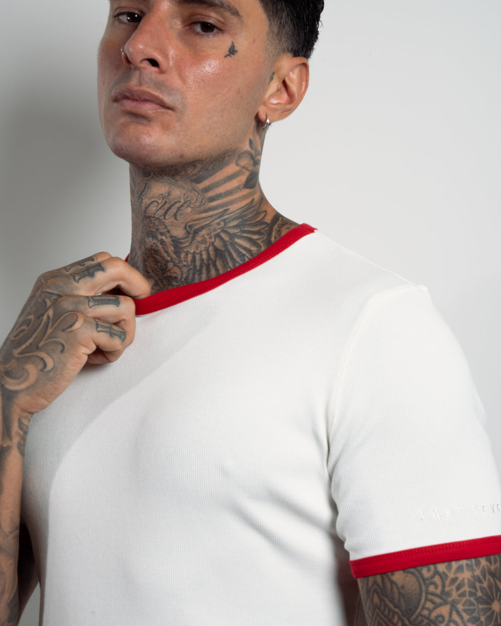 RINGER TEE - WHITE & RED