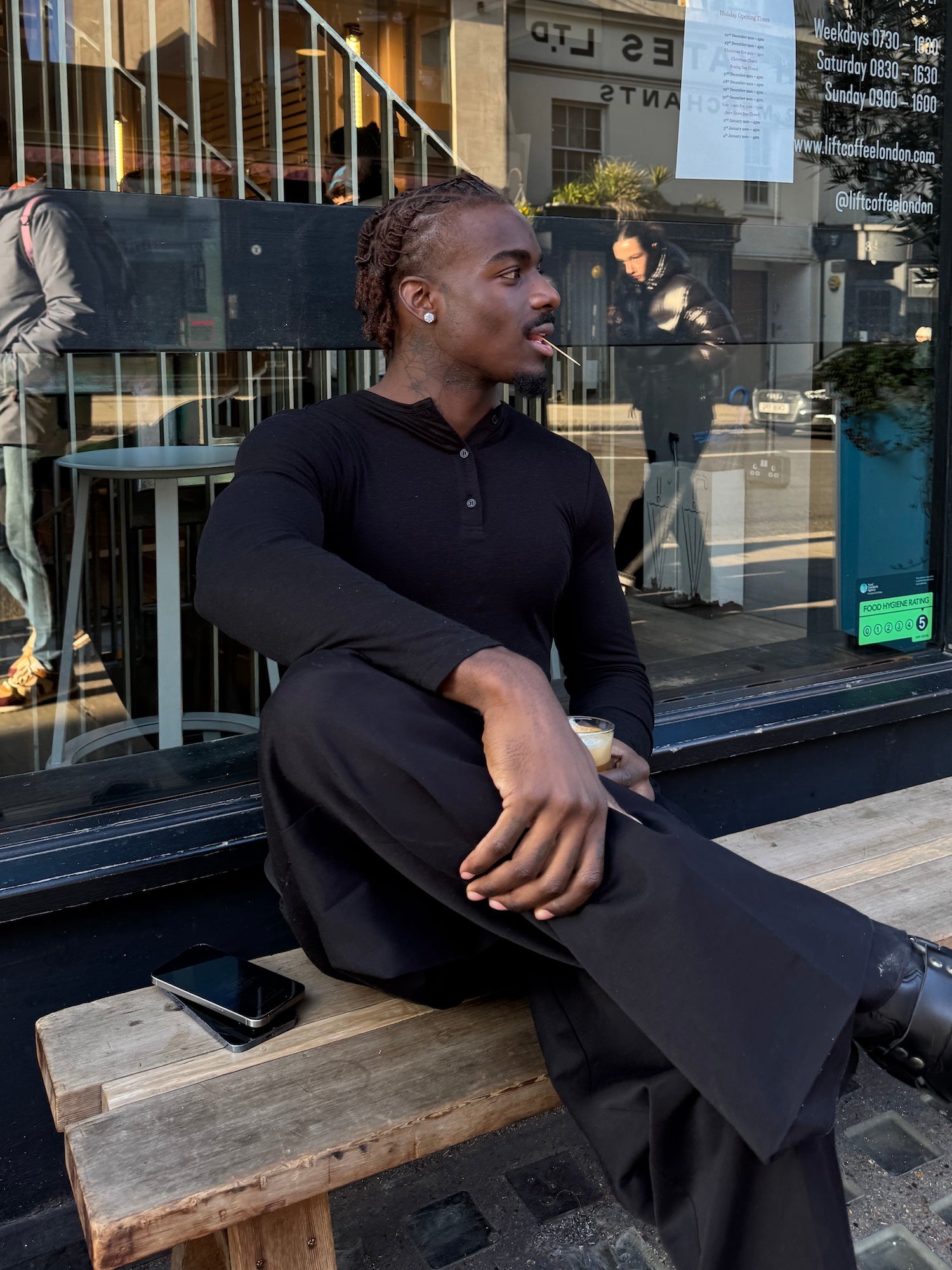 Black Fitted Henley Shirt | TENCEL™ Wool Blend | Last Seven Days