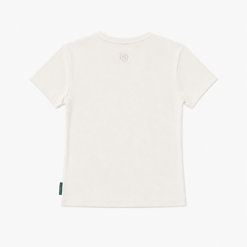 Ivory fitted ribbed t-shirt by Last Seven Days